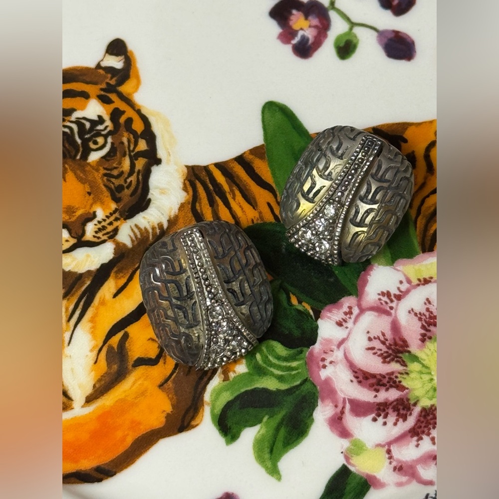 Clear Textured Lucite Boho Clip On Earrings